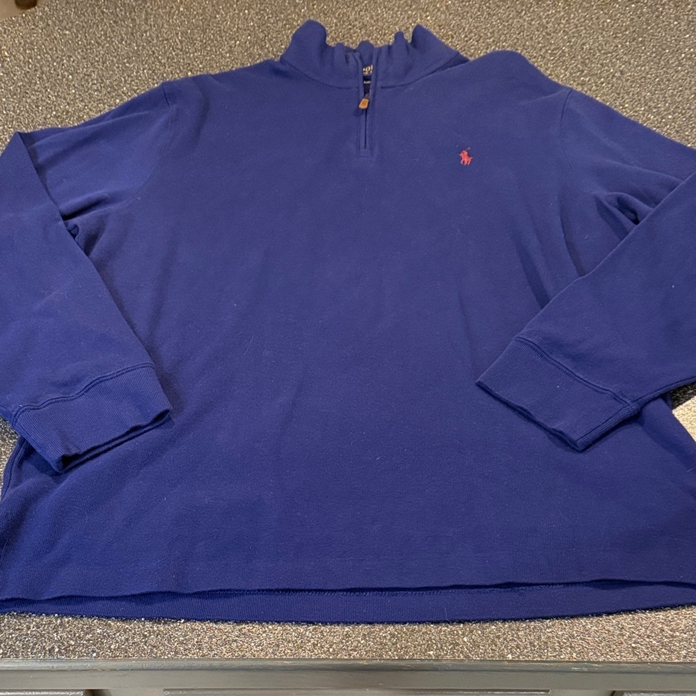 NWT Men’s Ralph Lauren Navy Estate-Rib Quarter-Zip Pullover - size Large